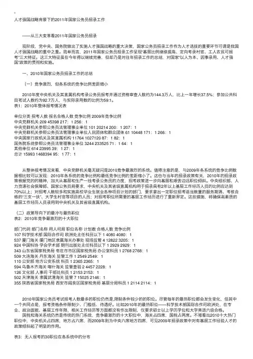 2011国家公务员考试三变化竞争最激烈十大职位