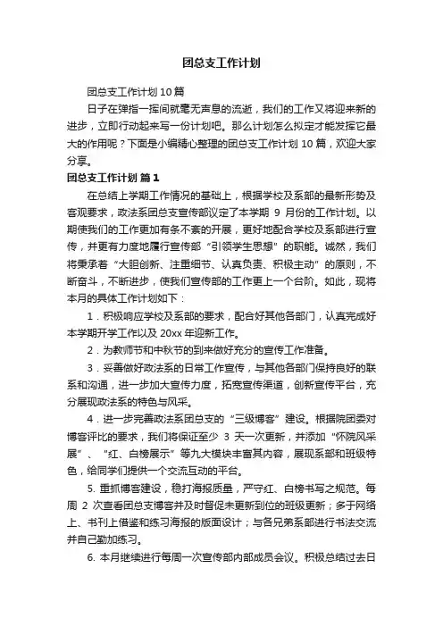 团总支工作计划