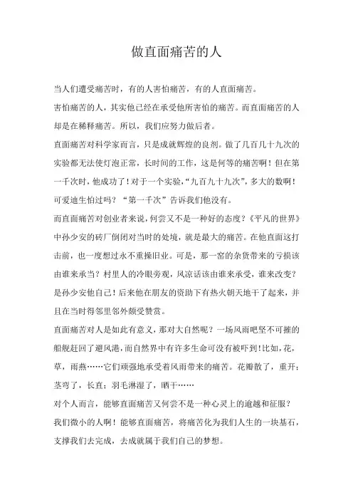 高三议论文做直面痛苦的人