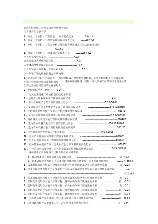 (完整版)建筑消防安装工程施工质量检查验收记录