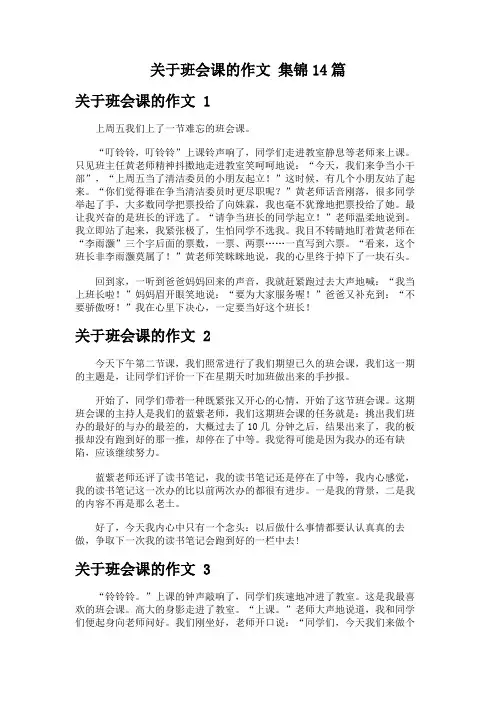 关于班会课的作文 集锦14篇