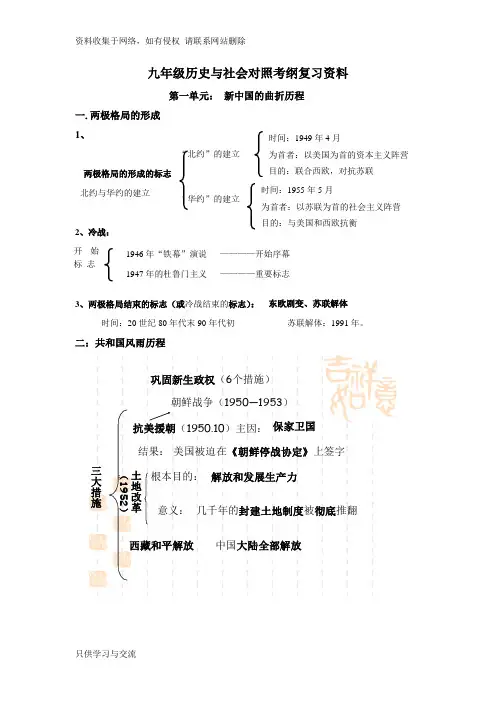 历史与社会_浙教版九年级全册复习提纲大全