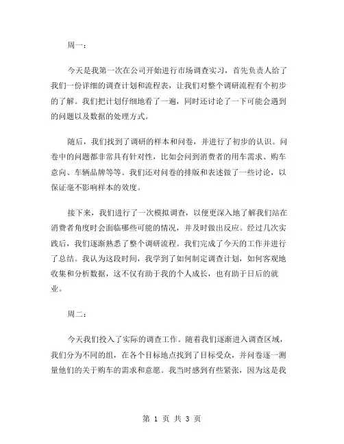 市场调查实习周记范文