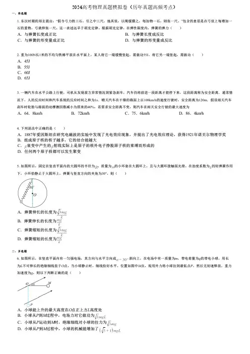 2024高考物理真题模拟卷(历年真题高频考点) (2404)