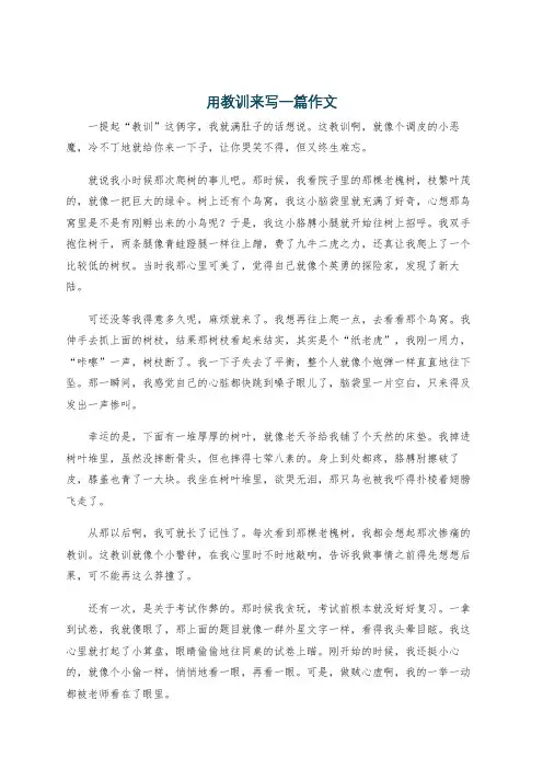 用教训来写一篇作文
