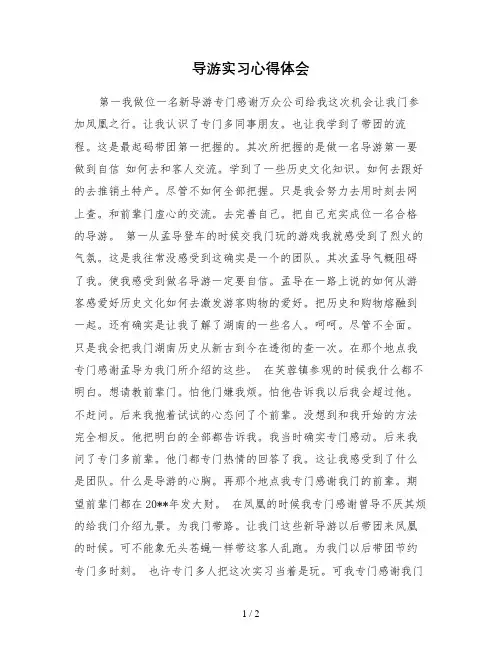 导游实习心得体会