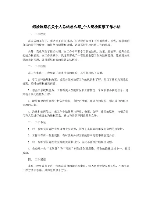 纪检监察机关个人总结怎么写_个人纪检监察工作小结