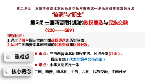 历史统编版(2019)必修中外历史纲要上第5课三国两晋南北朝的政权更迭与民族交融(共42张ppt)