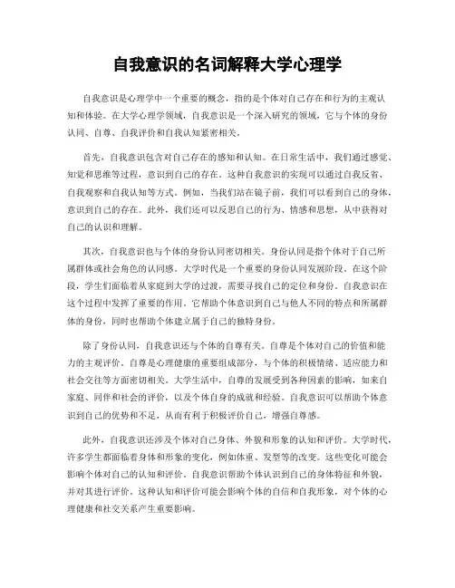自我意识的名词解释大学心理学