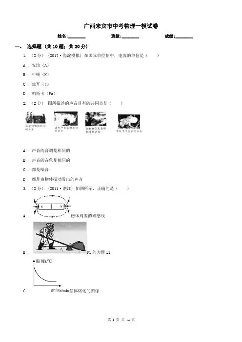 广西来宾市中考物理一模试卷 