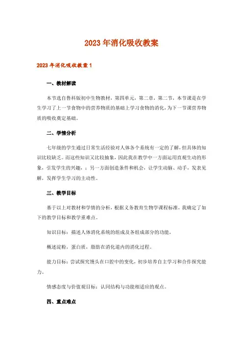 2023年消化吸收教案