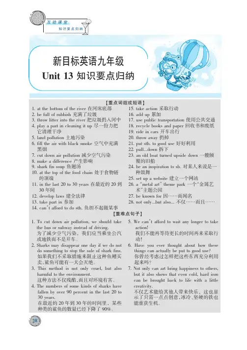 新目标英语九年级unit 13知识要点归纳