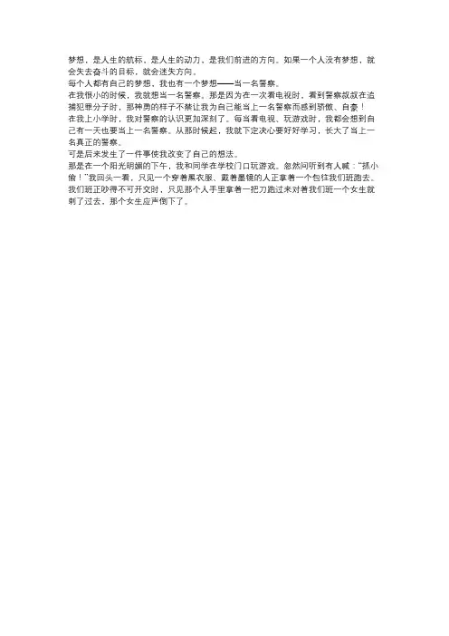 我的梦想是当一名警察作文300字三年级