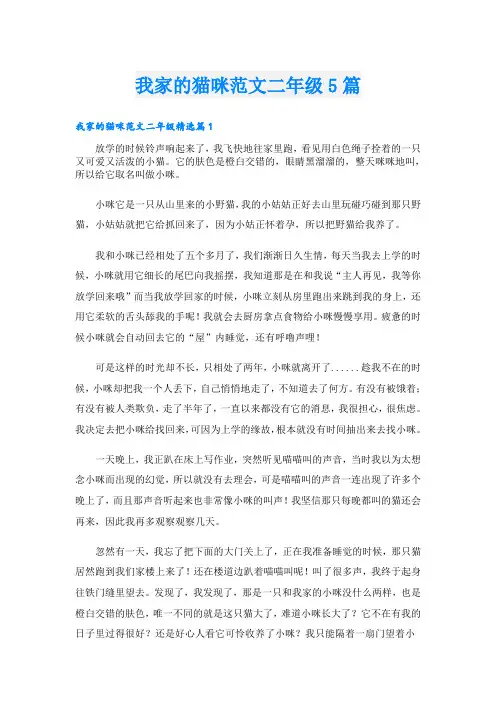 我家的猫咪范文二年级5篇