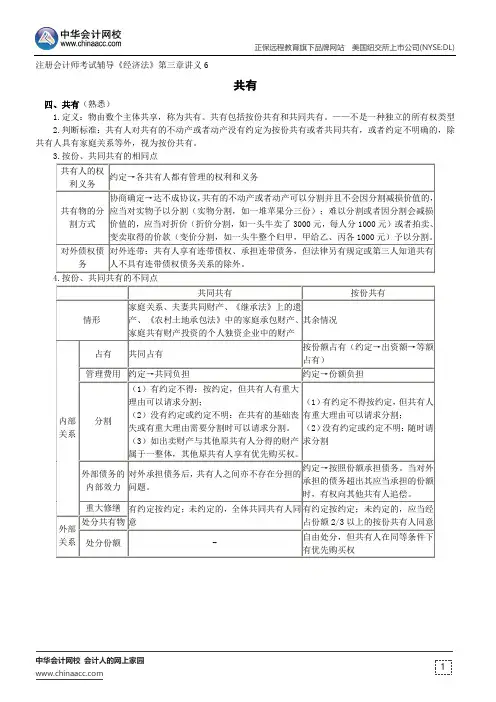 共有--注册会计师辅导《经济法》第三章讲义6