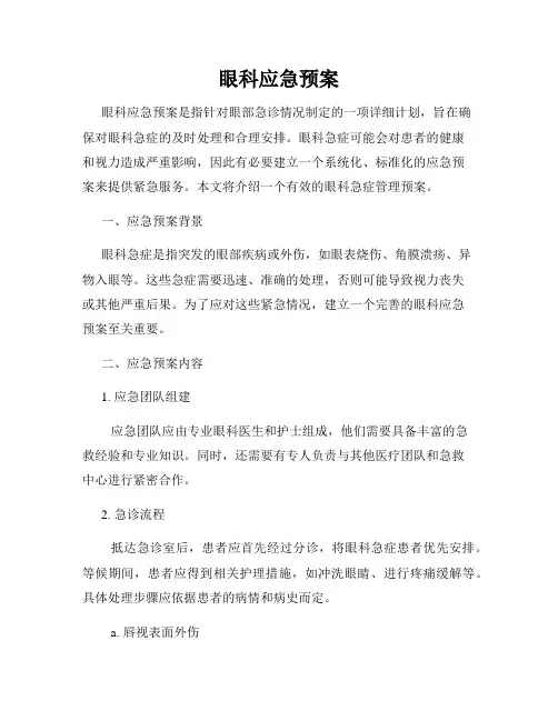 眼科应急预案