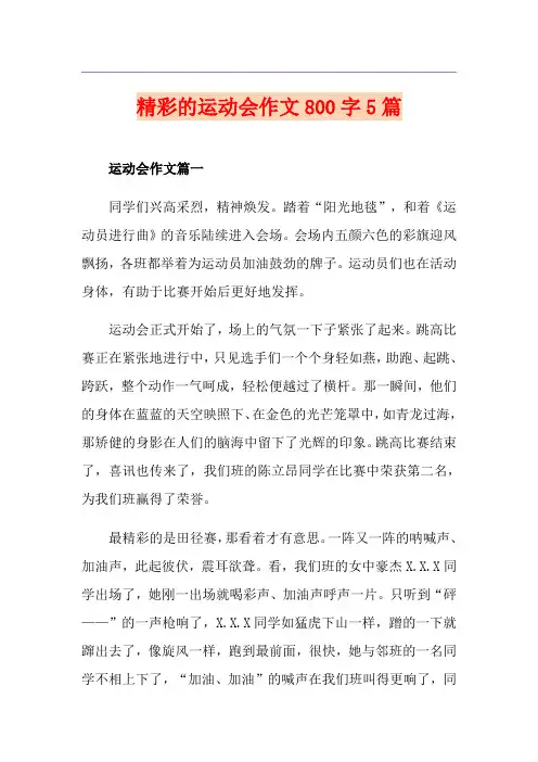 精彩的运动会作文800字5篇