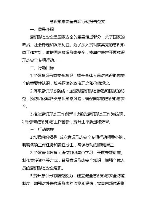 意识形态安全专项行动报告范文