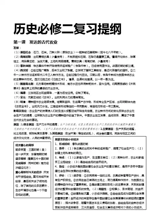 人教版历史必修2复习提纲