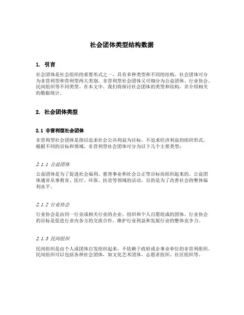 社会团体类型结构数据