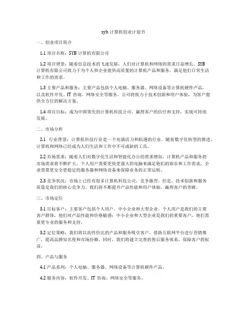syb计算机创业计划书