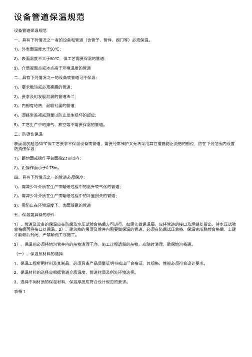 设备管道保温规范