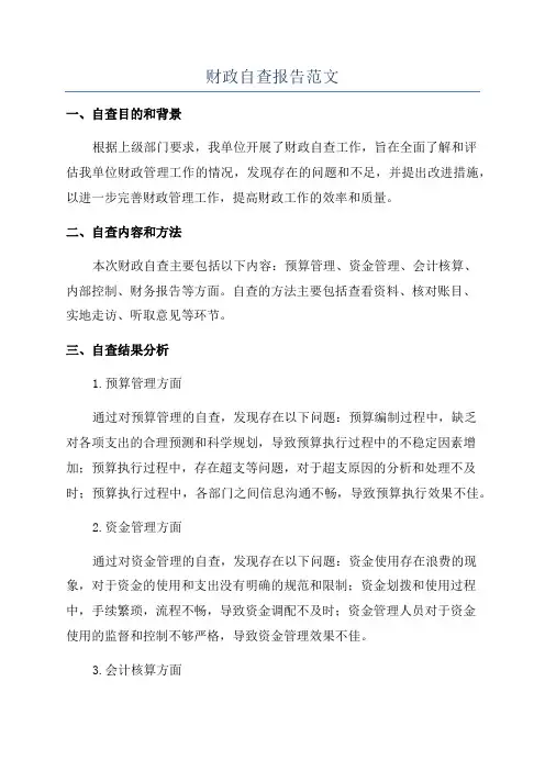 财政自查报告范文