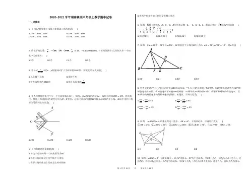 2020-2021学年湖南株洲八年级上数学期中试卷