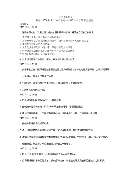 工作备忘录模板