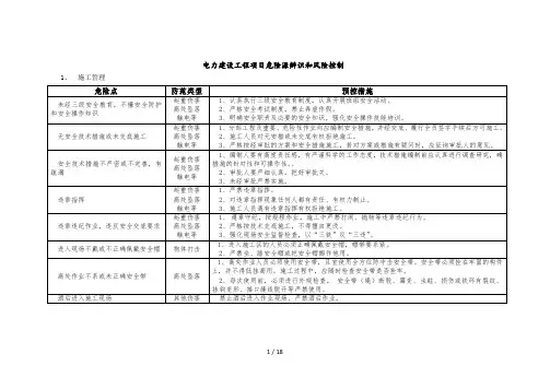 电力建设工程项目危险源辨识和风险控制(最新)