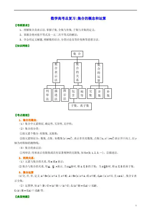 2020版高中数学总复习教案及练习讲义归纳整理01集合的概念和运算知识梳理