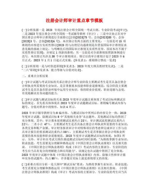 注册会计师审计重点章节模板