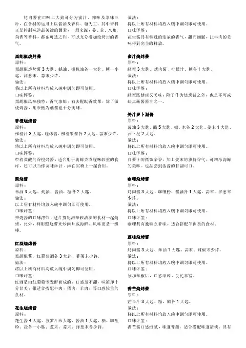 烧烤秘制配方大全