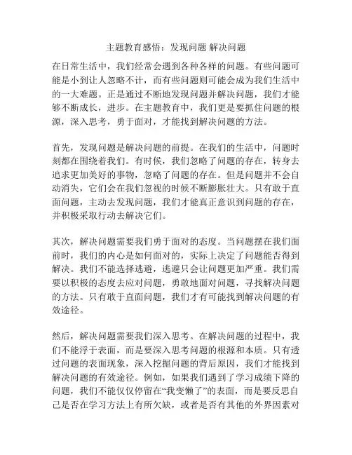 主题教育感悟：发现问题 解决问题