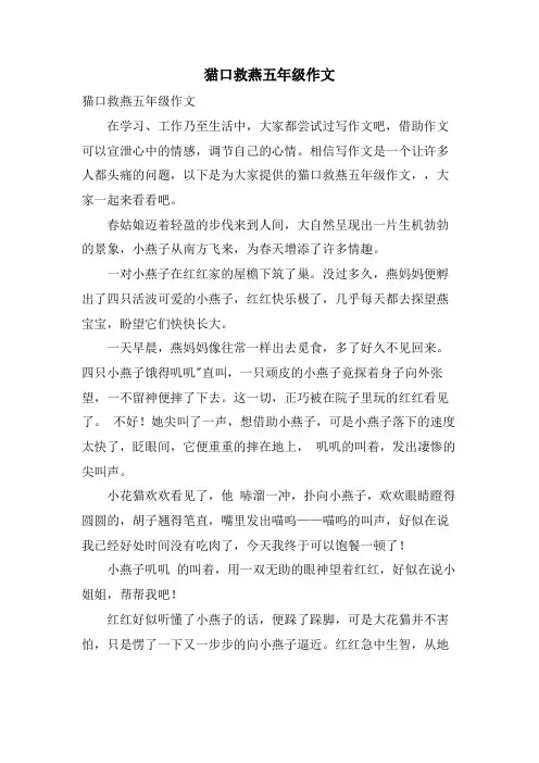猫口救燕五年级作文