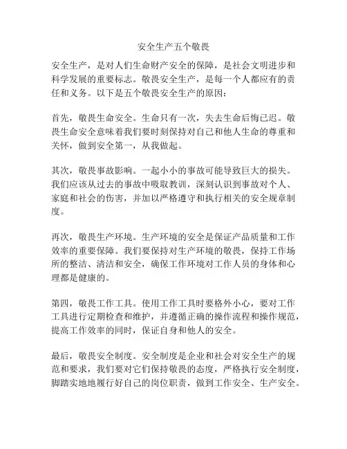 安全生产五个敬畏