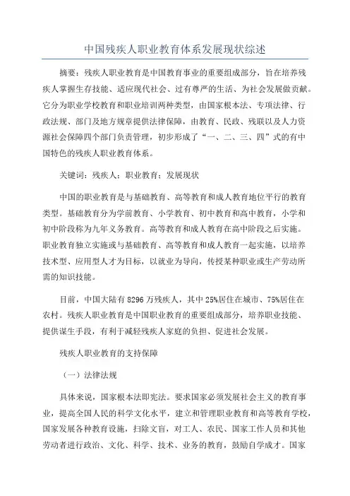 中国残疾人职业教育体系发展现状综述