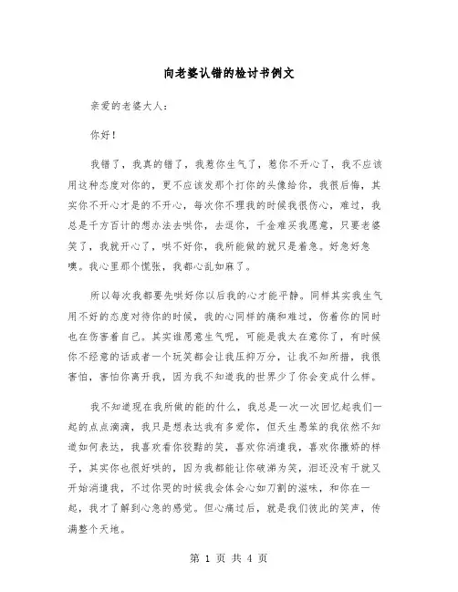 向老婆认错的检讨书例文(三篇)