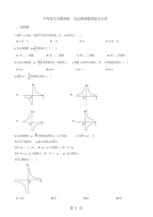 2018年中考数学复习专题训练：反比例函数的综合应用.pdf