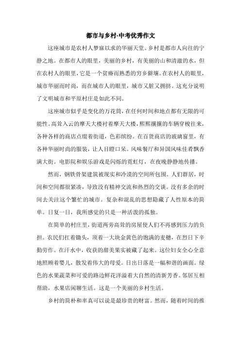 都市与乡村-中考优秀作文.doc