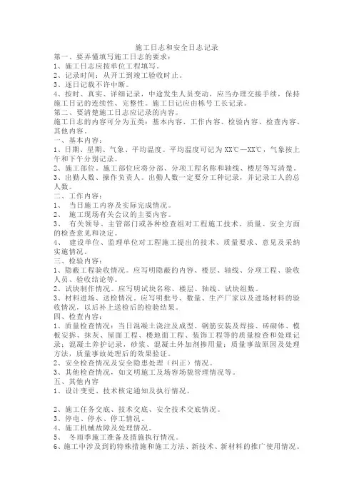 施工日志和安全日志记录