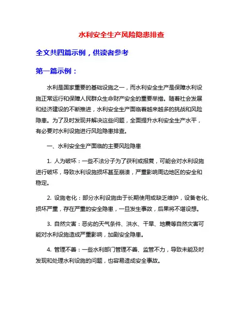 水利安全生产风险隐患排查