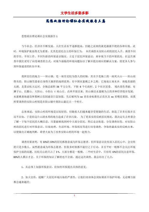 思想政治理论课社会实践报告三篇