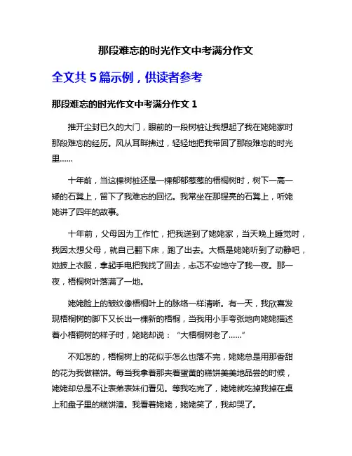 那段难忘的时光作文中考满分作文