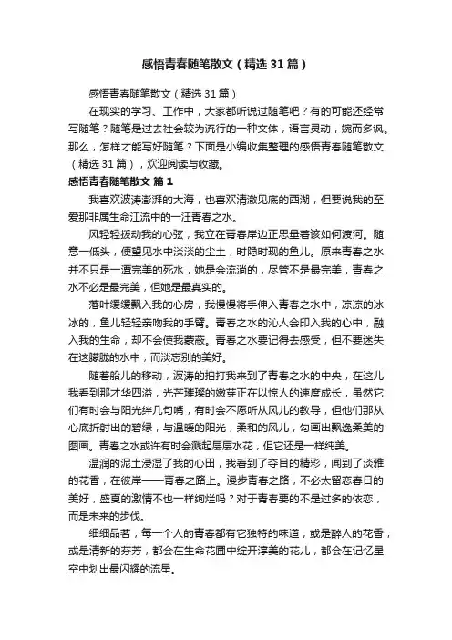 感悟青春随笔散文（精选31篇）