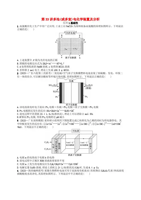 适用于新高考新教材备战2025届高考化学一轮总复习第6章化学反应与能量第33讲多池(或多室)电化学装