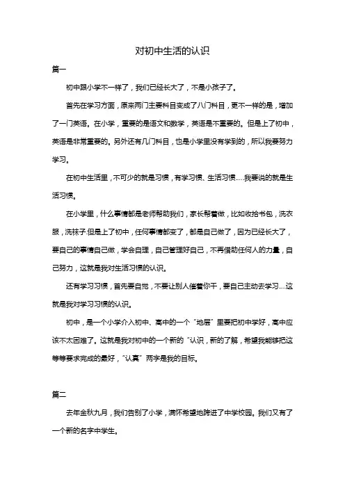 对初中生活的认识