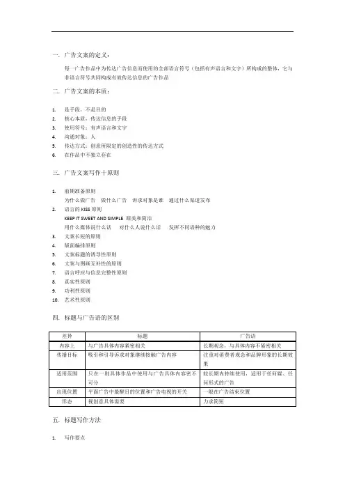 广告文案复习资料