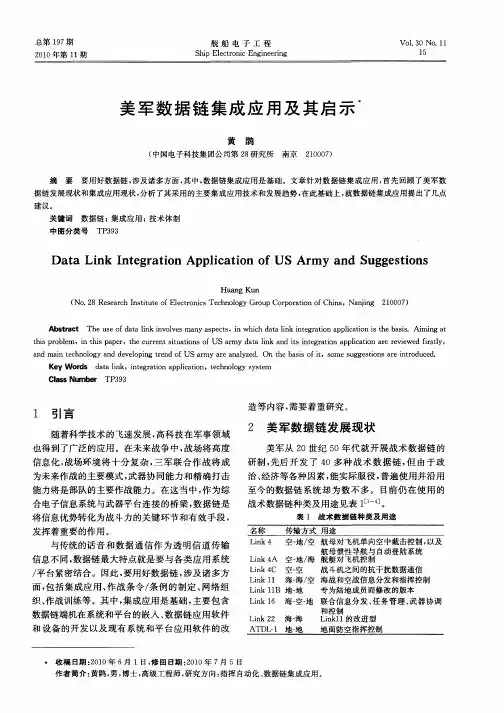 美军数据链集成应用及其启示
