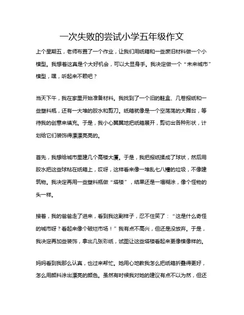 一次失败的尝试小学五年级作文